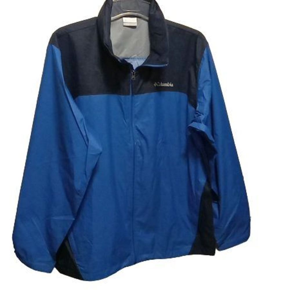 Columbia Blue Black Hooded Windbreaker Men's Size Large